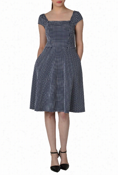 Eshakti Women's Cross Back Bubble Check Dress