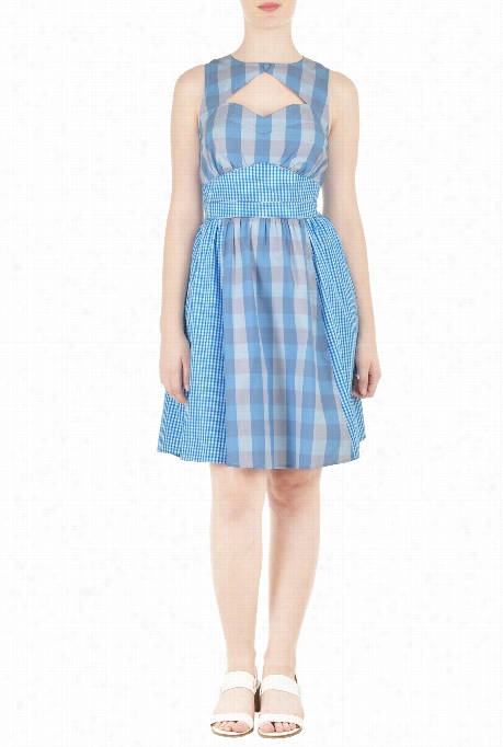 Esh Akti Womenn's Cutout Front Mixed Check Dress