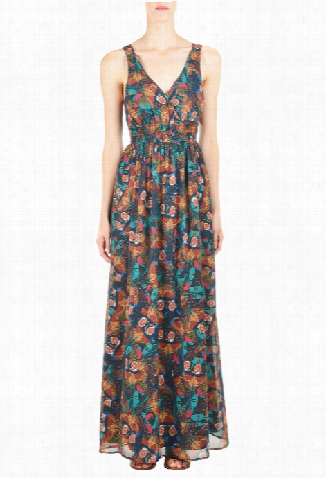 Eshakgi Womnes Springy Waist Buttsrfly Print Maxi Dress