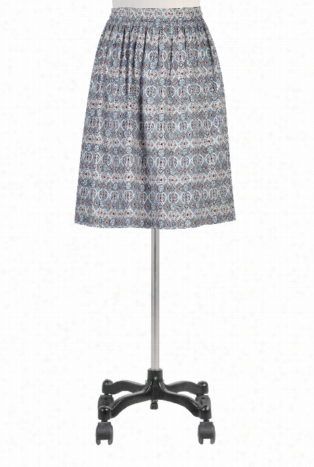 Eshakti Women's Elastic Waist  Tile Print Skirt