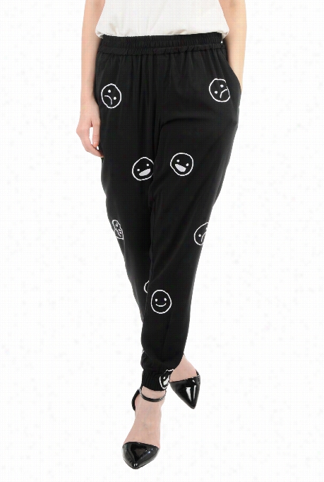 Eshakti Women's Emoji Embellished Jogger Pants