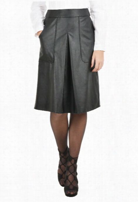 Eshakti Owmen's Faux Leather Pleat Front Skirt