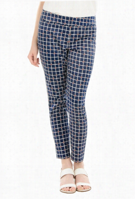 Eshakti Women's Floral Check Print Ankle Pants