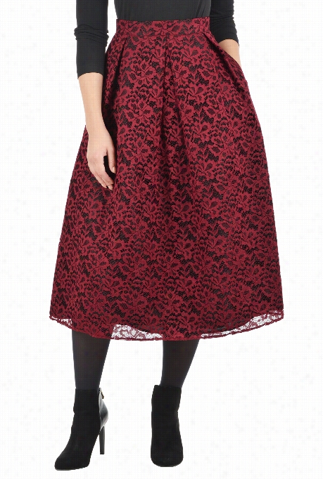 Eshakti Women's Floral Lacedupion Midi Skirt