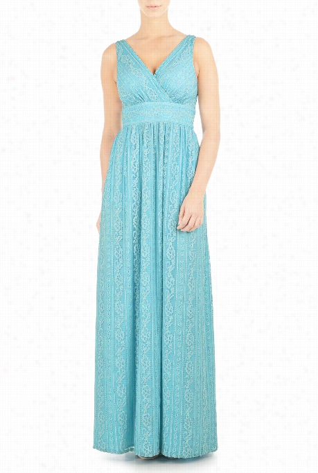 Eshakti Women's Floral Lace Surplice Maxi Dress