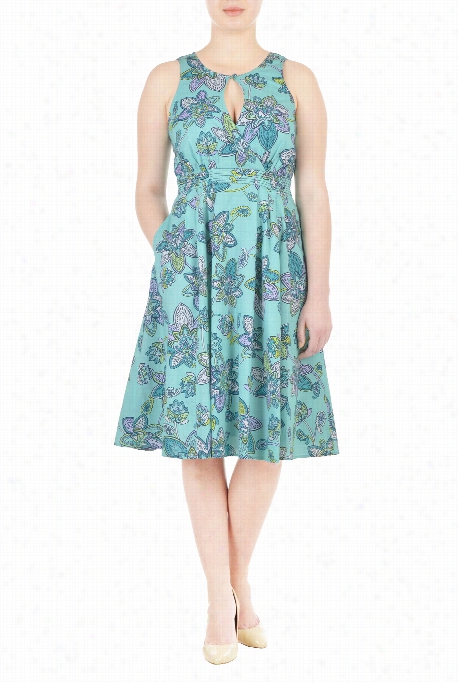 Eshakti Women's Floral  Print  Coton  Keyhole Drress