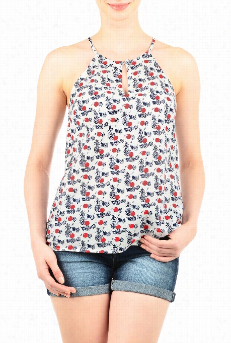 Esjakti Women's Fruit Print Keyhole Neck Tank