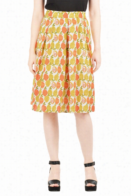 Eshakti Women's Fun Lime Print Cotton Skirt