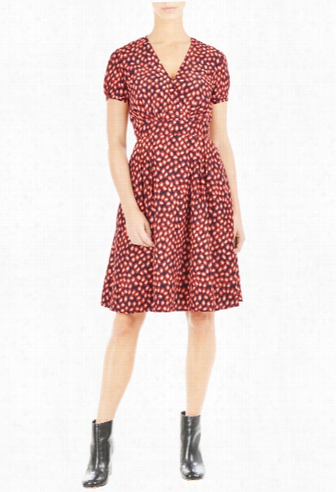 Eshakti Womenn's Graphic Dot Pint Satin Surplice Dress