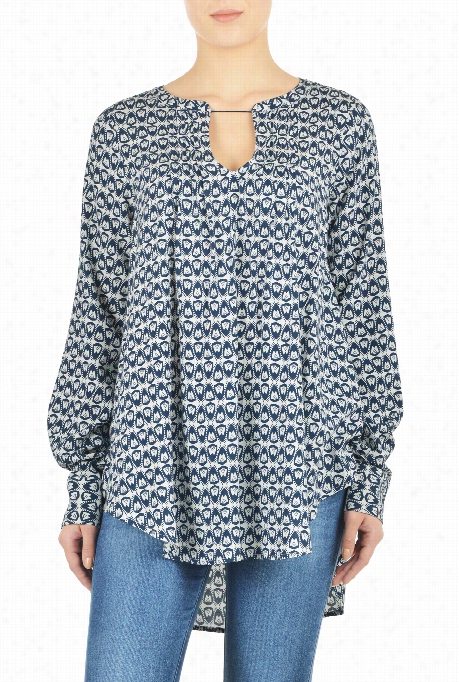 Esakti Wom En's Graphic Print Split Neck Tunic