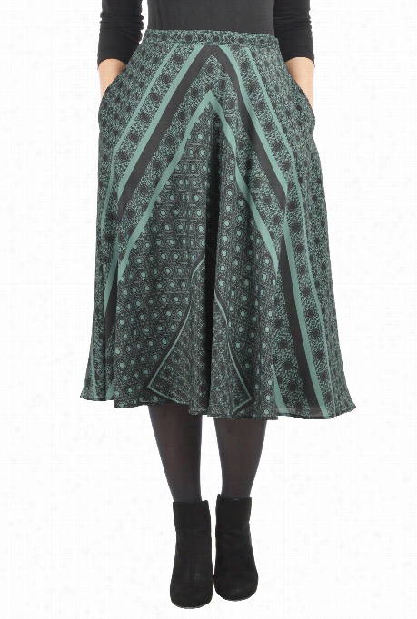 Eshakti Women' Sgraphic Scarf Print Crepe Skirt