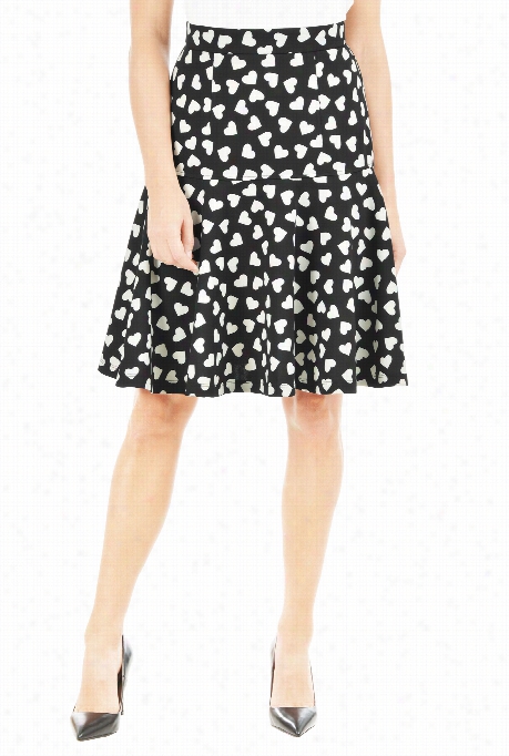 Eshaktk Women's Hearg Print Drop Yoke Ponte Skirt