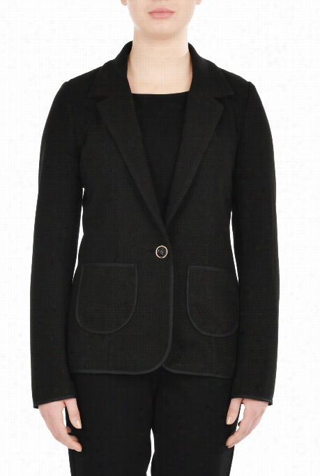 Eshakt Women's Lurex Knit Piped Tirm Blazer