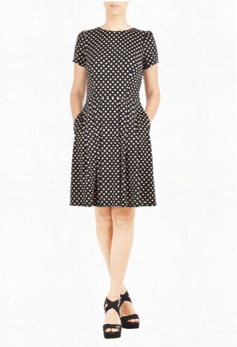 Eshakti Women's Polka Dot Fit-and-flrae Dress