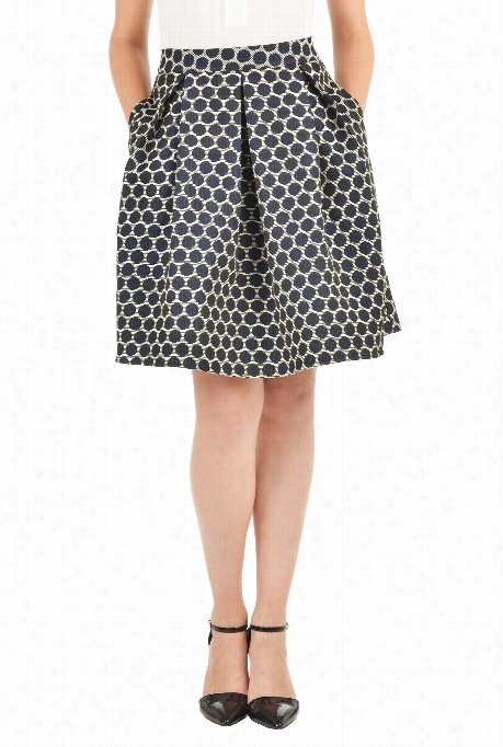 Esakti Women's Polka  Dot Jacquard Pleated Skirt