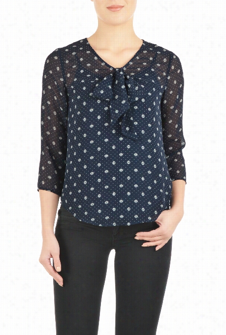 Eshakti Women's Polka Dot Print Chiffon Blouse