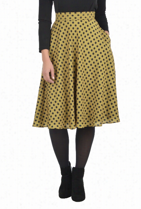 Eshakti Women's Polka Dot Print Crepe Full Skirt