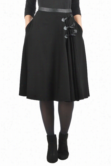 Eshakti Women's Ponte Knit Toggle Skirt