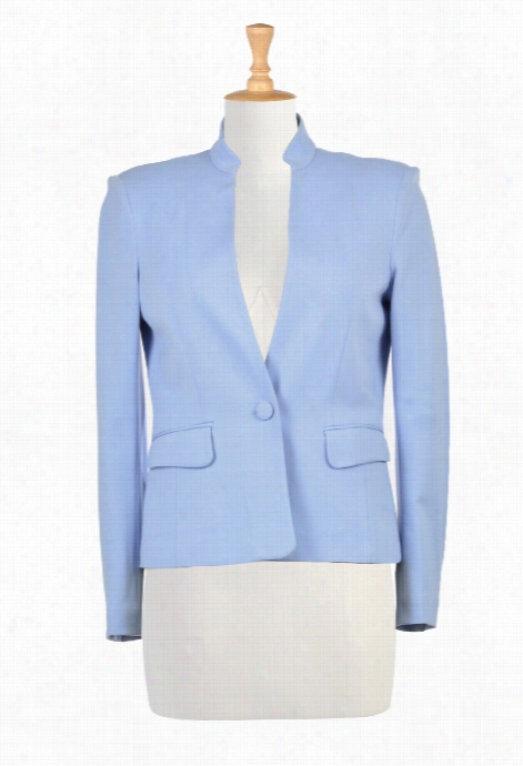 Eshakti Women's Strerch Knit Banded Collar Blazer