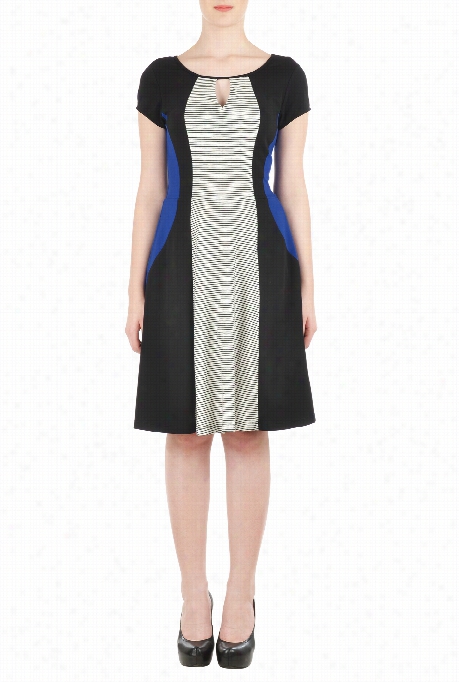 Eshakti Wojen's Stripe Cottn Knit Colorblock Dress