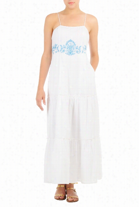 Eshakti Women's Tiered Cotton Voile Maxi Dress