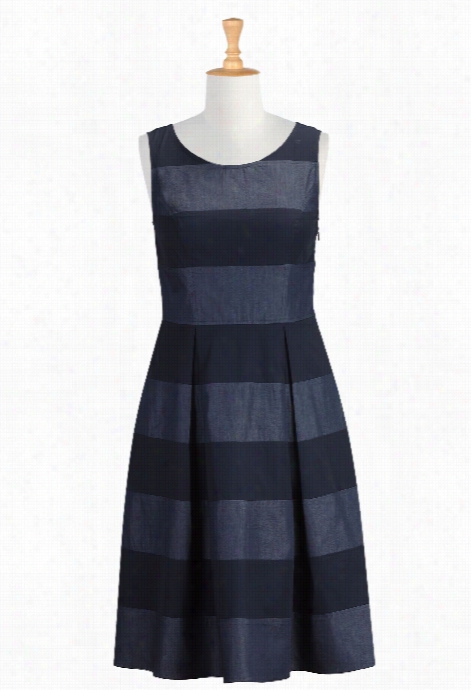 Eshakti Women's B Anded Stripe C Hambray Denim Dress