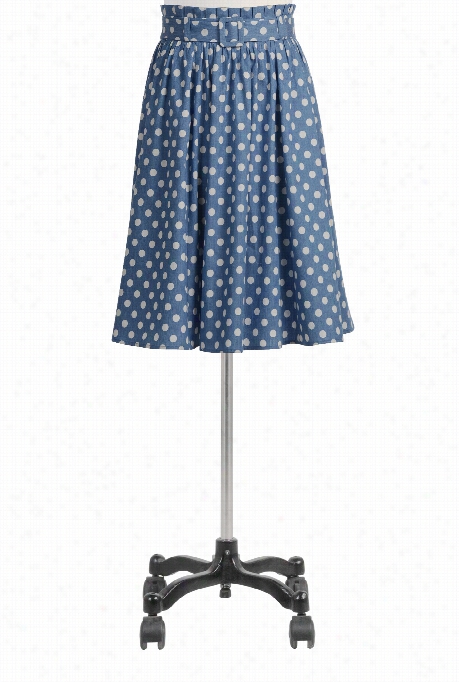 Eshakti Women's Belted Polka Dot Chambray Skirt