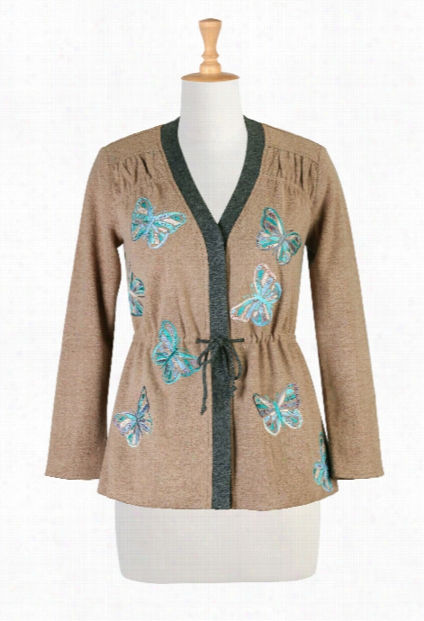 Eshakti Women's Butterfyl Embellished Wool Blnd Dr Avstring Cardigan