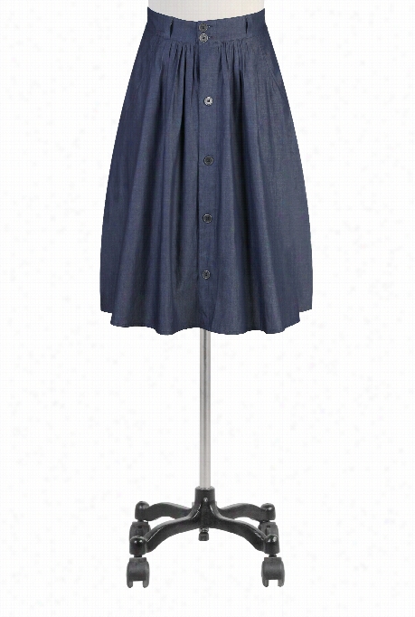 Eshakti Women' S Button Front Chambray Denim Skirt