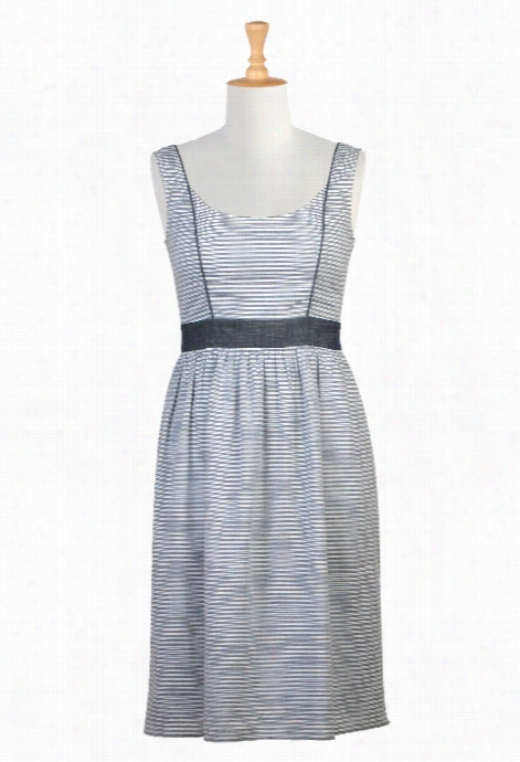 Eshakti Women's Chambray Stripe Banded Waist Dress