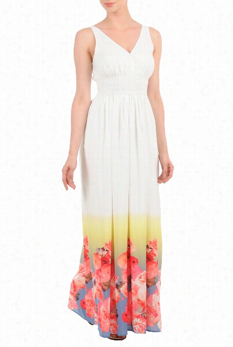 Eshakti Women's  Digital Floral Hem Maxi Dress