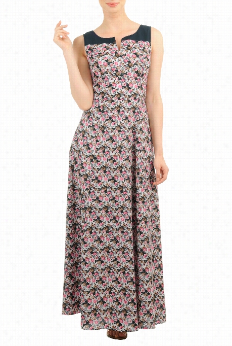 Eshakti Woen's Ditsy Floral Pint Cotton Maxi Dresss