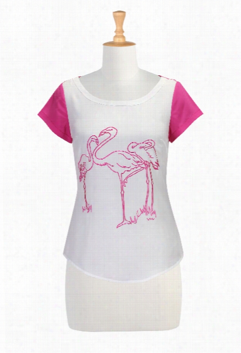 Eshakti Women's Flamingo Emmbellished Crepetop