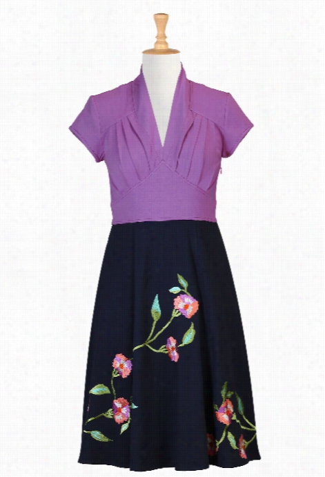 Eshakti Wwomen's Floral Pleqted Knit Dress