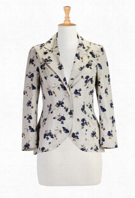 Eshakti W Omen's Floral  Print Cotton Sateen Jacket