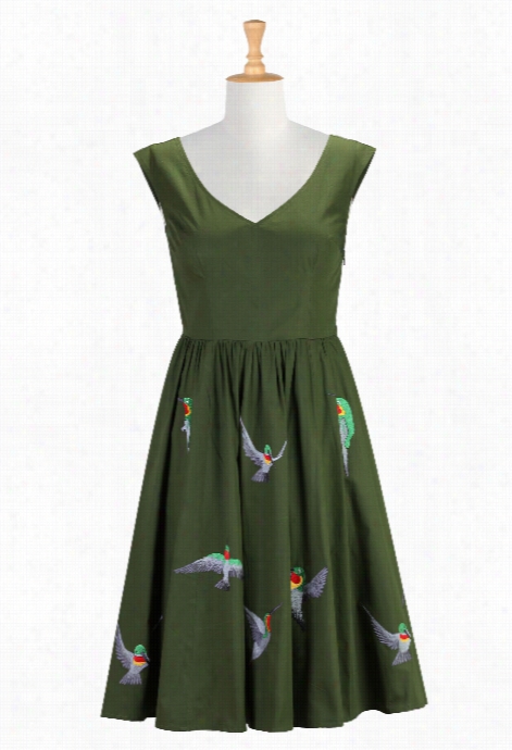 Eshakti Women's Flyingg Hummingbirds Plplin Dress