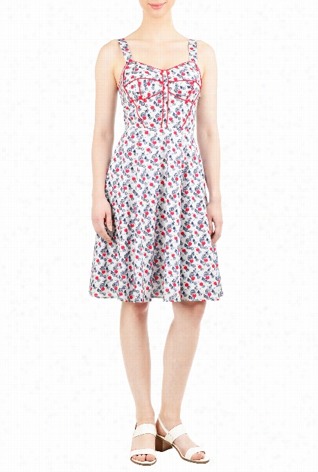 Eshakti Woemn's Fruit Print Corset Style Dress