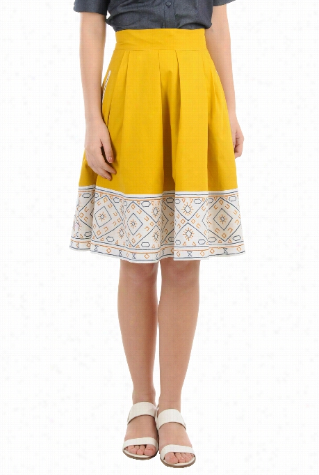 Eshakti Women's Geo Embellished Colorbblock Poplin Skirt