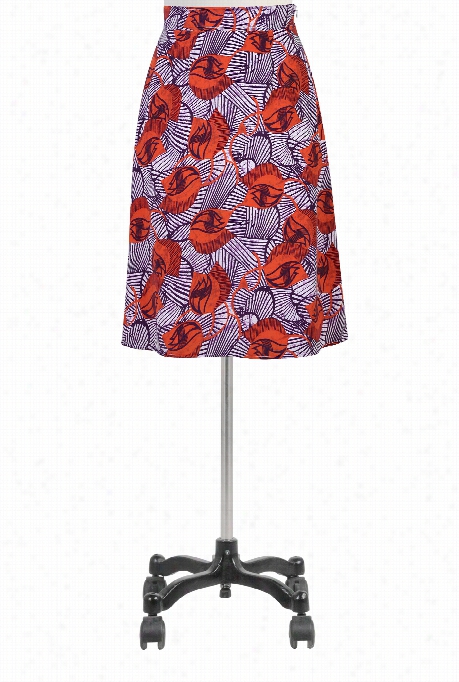 Eshakti Women's Graphic Tulip Print Flared Skirt