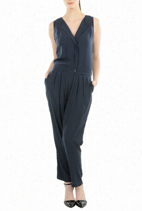 Eshakti Women's Herrimgbone Woven Crepe Jumpsuit