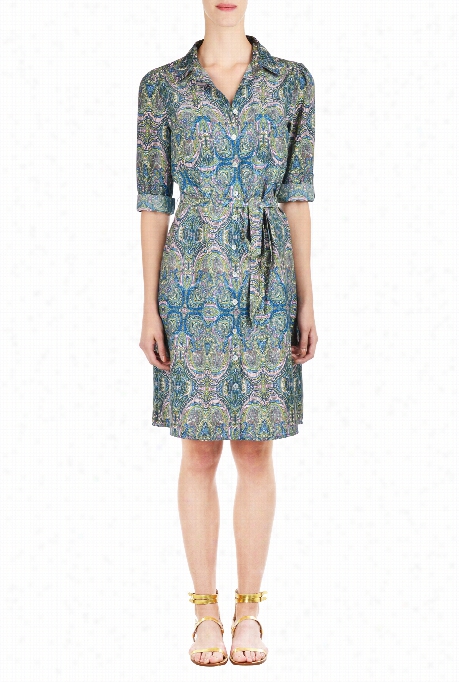 Eshakti Women's Paisleyp Rint Crepe Shirtdress