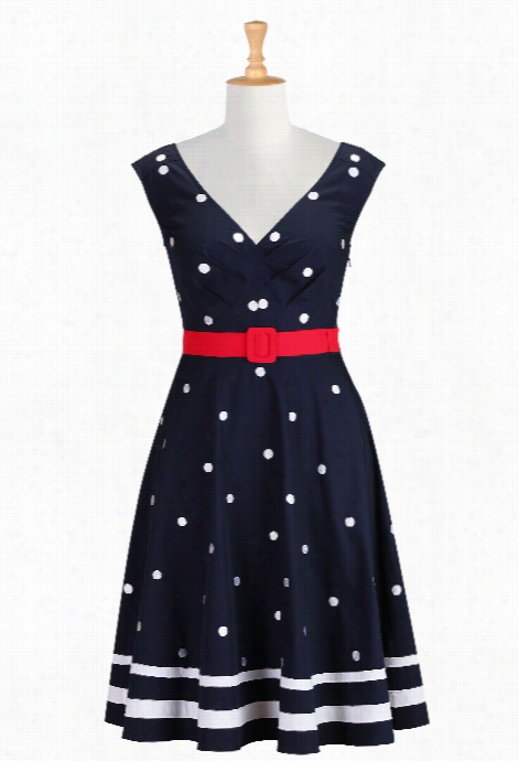 Es Hakti Women's Polka Dot Embellished P Oplin Dress