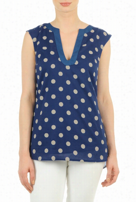 Eshak T Iwomne' Spolka Dot  Print Split Neck Toop