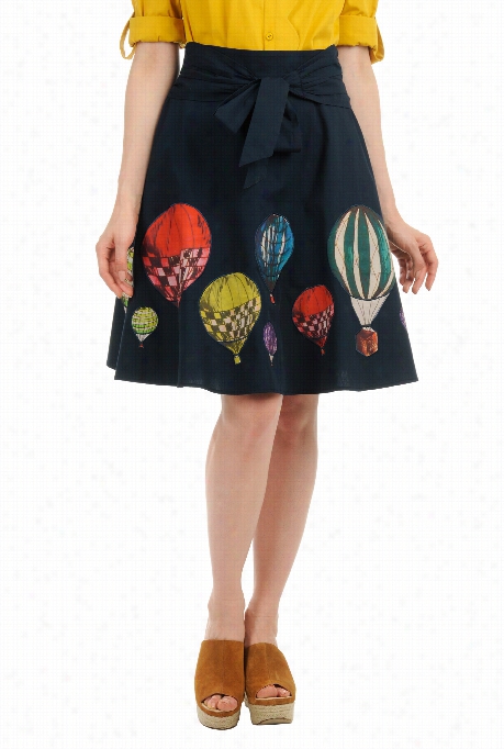 Eshakti Women's Sash Waist Balloon Applique Skirt