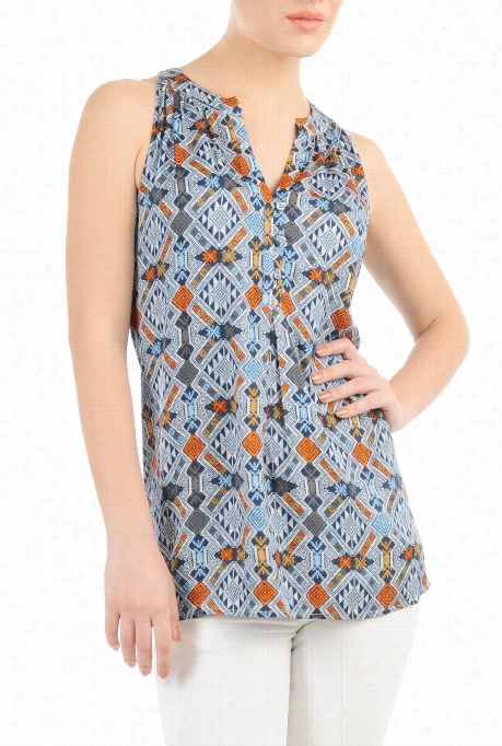 Eshakti  Women's Splitn Eck Tile Print Tank