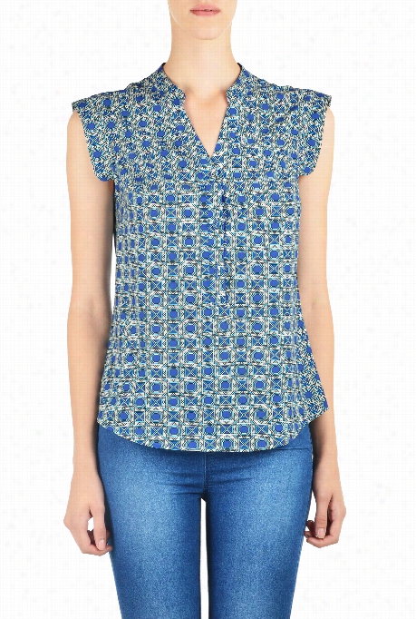 Eshakti Women's Tile Print  Crepe Tunic Shirt