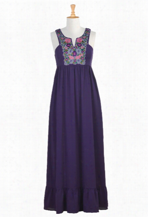 Eshakti Women's Vibrant Flloral Bib Front Maxi Dress