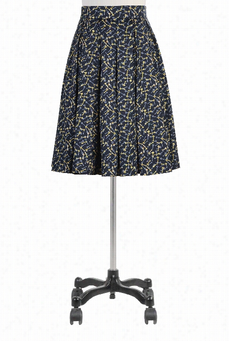 Eshakti Women's Vintage Key Print Cotton Skirt