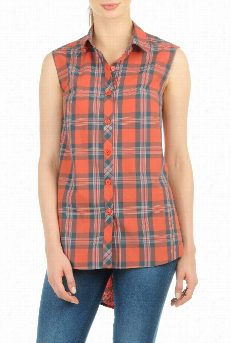 Eshakti Women's Owven Check Sleeveless Shirt