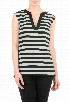 eShakti Women's Bold stripe contrast trim knit top